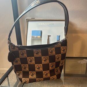 Beverly Hills Polo Club Tan and Black Checkered Shoulder Bag